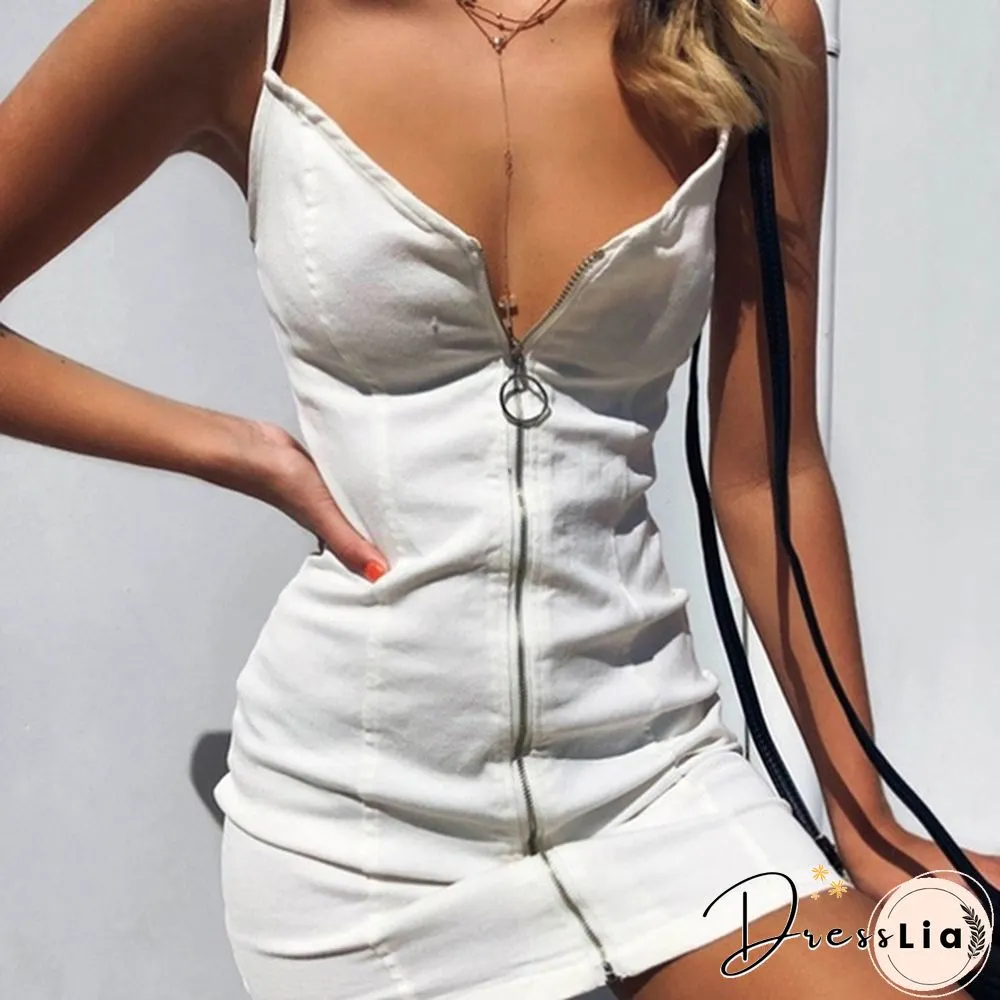 Women's Dress Spring And Summer Ring Zipper Sexy Braces Skirt Sexy Strap Dress New Style