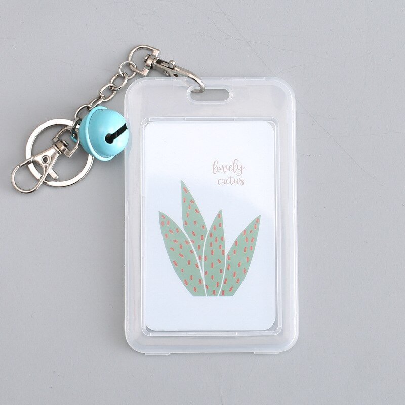 eTya Card Cover with Keyring Chain Fashion Card Bag Bank Credit Card Holder Plastic Cute Cartoon Student ID Bus Card Pass Holder