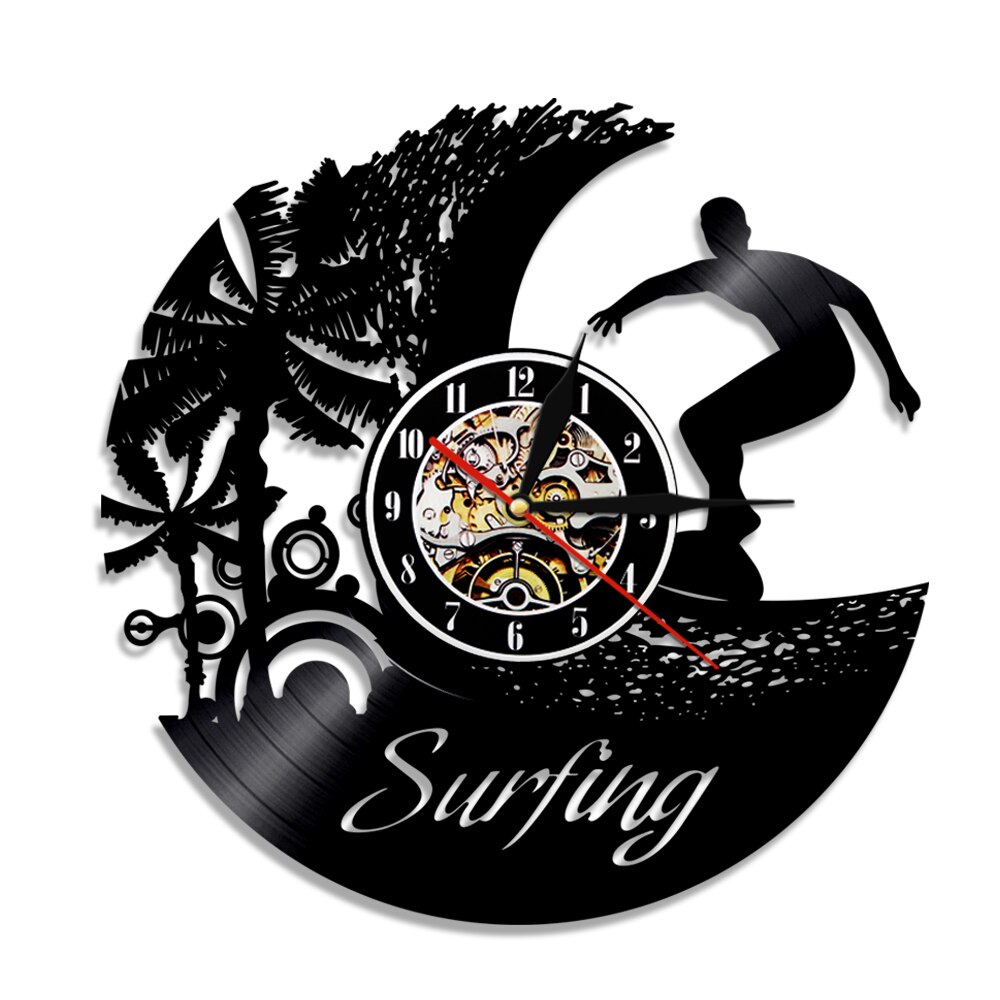 

Wave Rider Surfing Album Re-purpos - Vinyl Record Wall Clock - Without LED, 501 Original