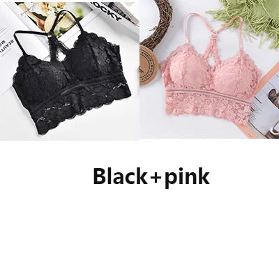 Women Bralette French style lace sexy beauty back bra girl underwear deep V underwear without underwire soft thin seamless bra