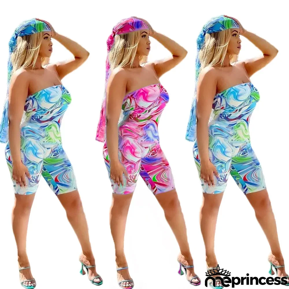 Women's Fashion Printed Tube Top Jumpsuit
