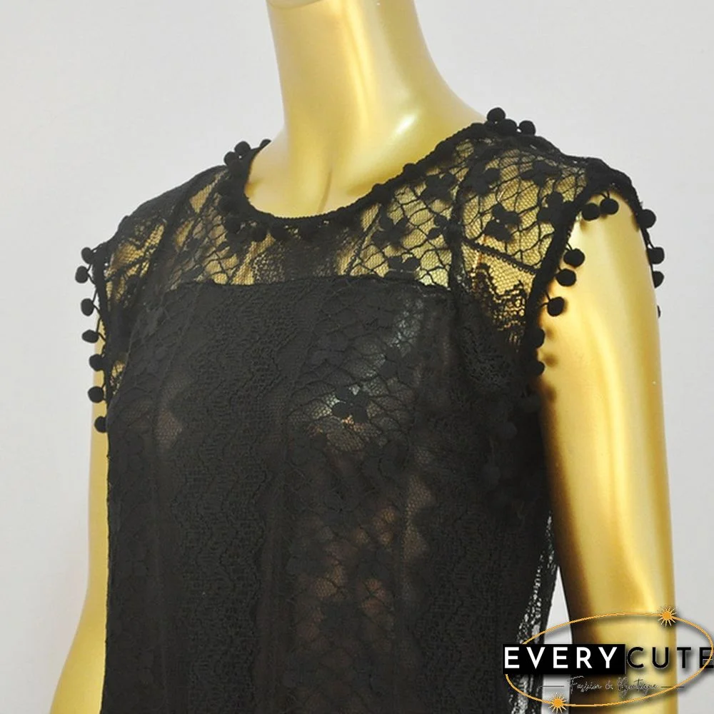 Summer Dress Women Casual Beach Short Dress Tassel Black White Mini Lace Dress Sexy Party Dresses Vestidos S-XXL