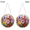 (Upgrade Size)DIY Diamond Painting Art Double Sided Effect Pendant Colorful Animal Hanging Ornament Kit(Flowers)