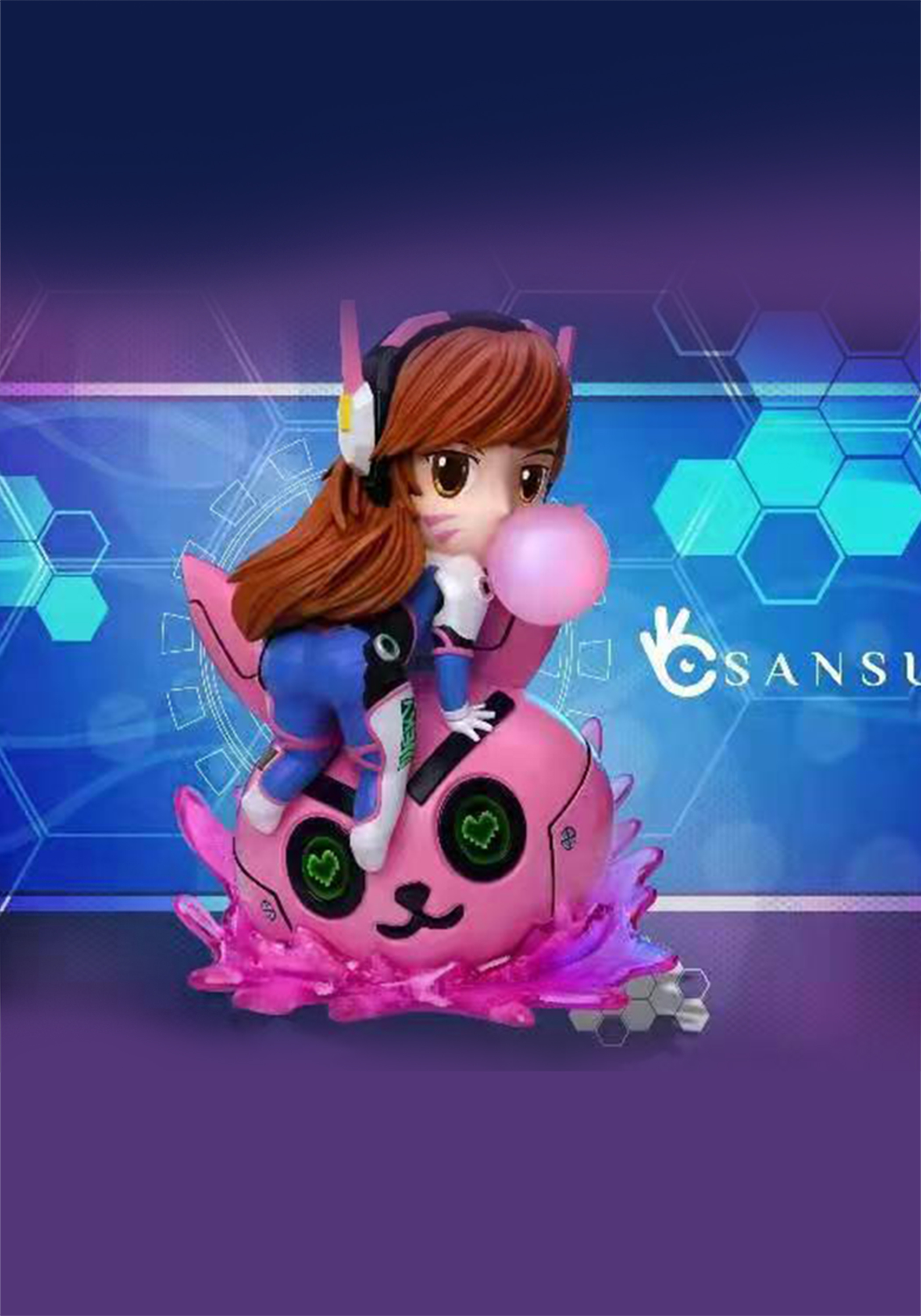 Chibi ver. Pink Bubble D.Va - Overwatch Resin Statue - SANSUI Studios [Pre-Order]-shopify