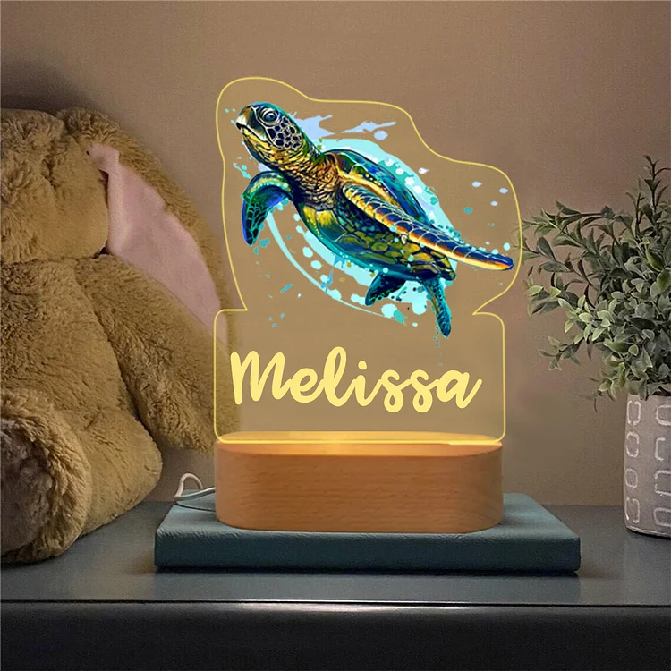 Personalized Turtle Night Light Custom Name  LED Lamp