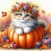 40x40cm Halloween Katze 5D DIY Vollbohrer Runde Diamond Painting Kit Wanddekoration