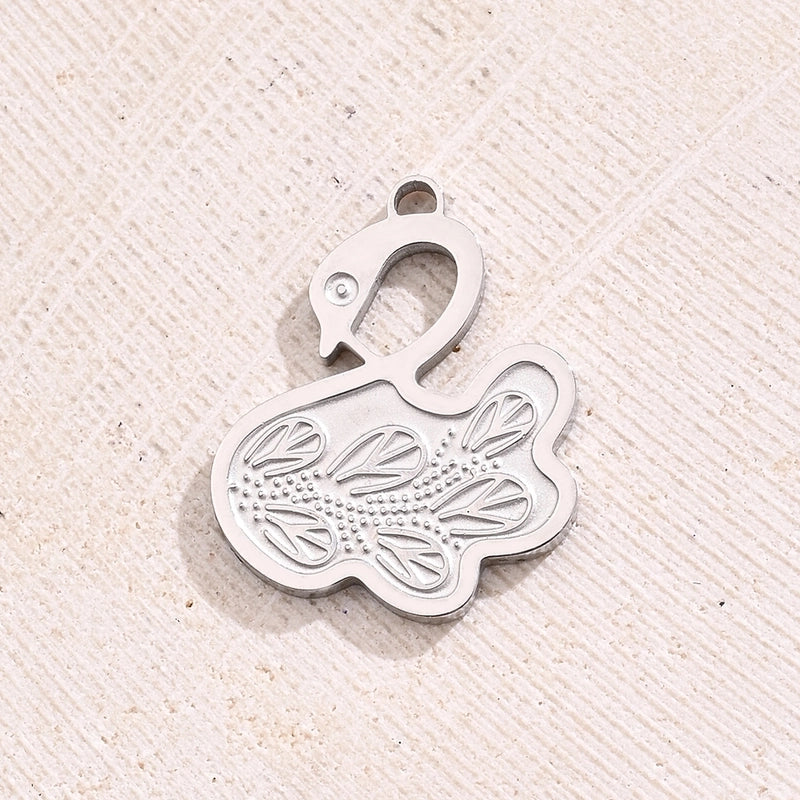 1 Piece 10x9mm 16x13mm 22x13mm Hole 1~1.9mm 304 Stainless Steel 18K Gold Plated Swan Footprint Snake Polished Jewelry Accessories Pendant