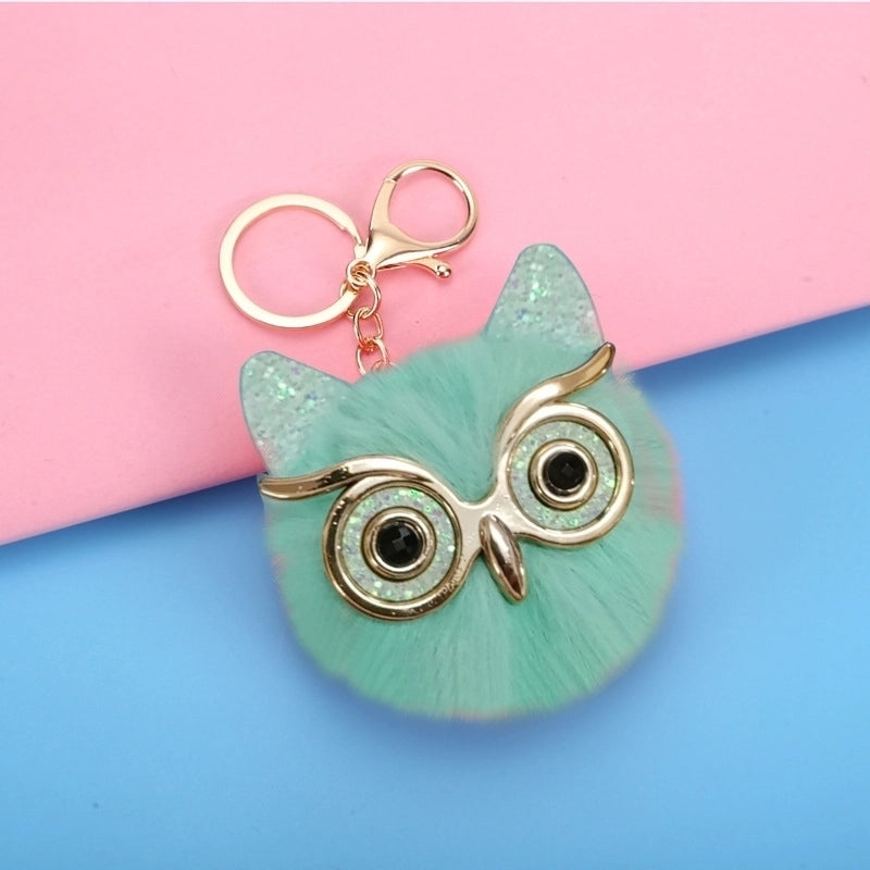 Cute Owl Plush Metal Sequins Rhinestones Bag Pendant Keychain