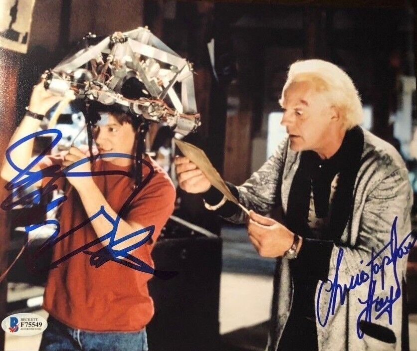 Michael J Fox Christopher Lloyd signed autographed 8x10 Photo Poster painting Becket BAS COA