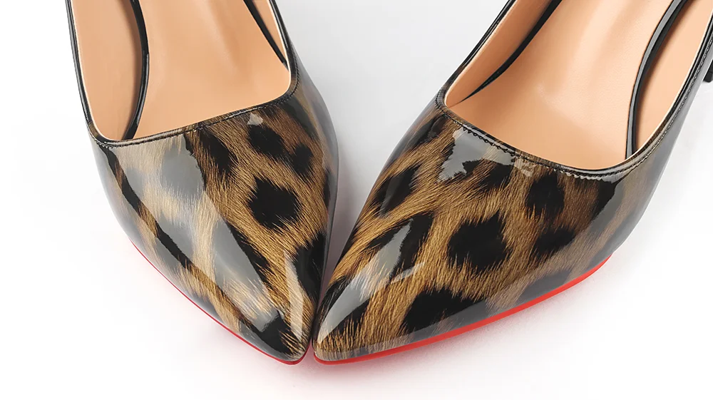 3.5" Women's Chunky Heels Red Bottom Shoes Comfortable Middle Block Heel Patent Pumps-MERUMOTE