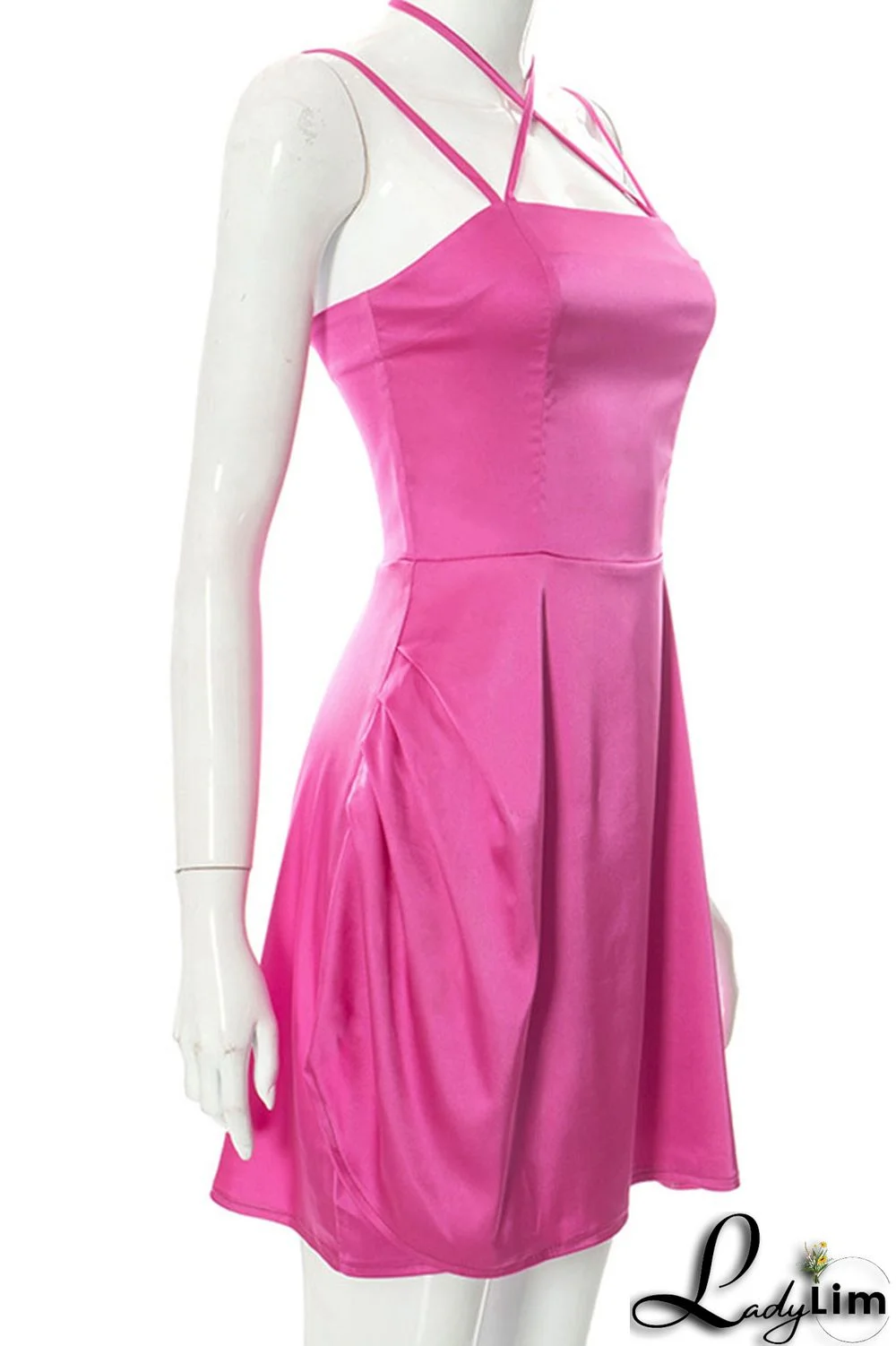 Red Sexy Solid Patchwork Spaghetti Strap A Line Dresses