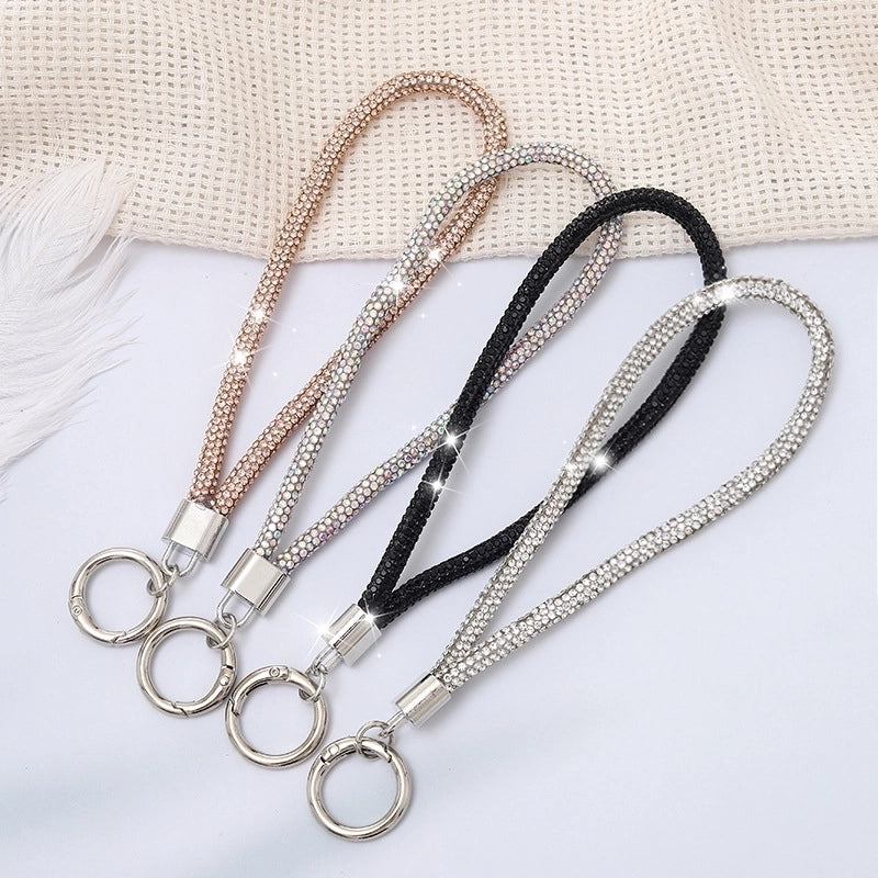 Casual Elegant Minimalist Solid Color Rhinestone Rope Bag Pendant Keychain