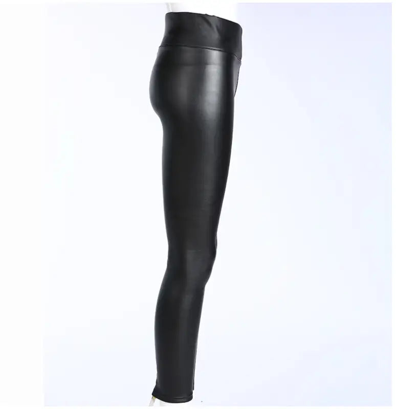 Plush Thick High Waist PU Slim Slim Leather Pants