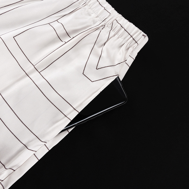 Ootddress Casual Patchwork Printed 2 Piece-Set For Women Trousers Fashion Lapel Shirts Nightwear Slim High Waist Women's Pants Sets