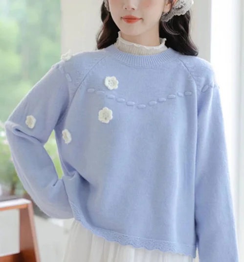 Churchf Churchf Autumn Winter New Soft Waxy Loose Small Sweet Soft Waxy Sweater Female Long Sleeve Knit Sweater Female