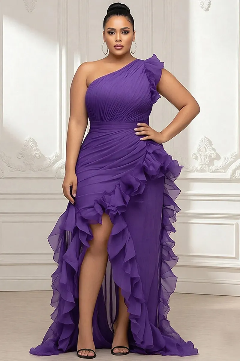 strapless open back dress Plus-Size Short Ruffled Party Dress with Halter Blue / 22w main image 1