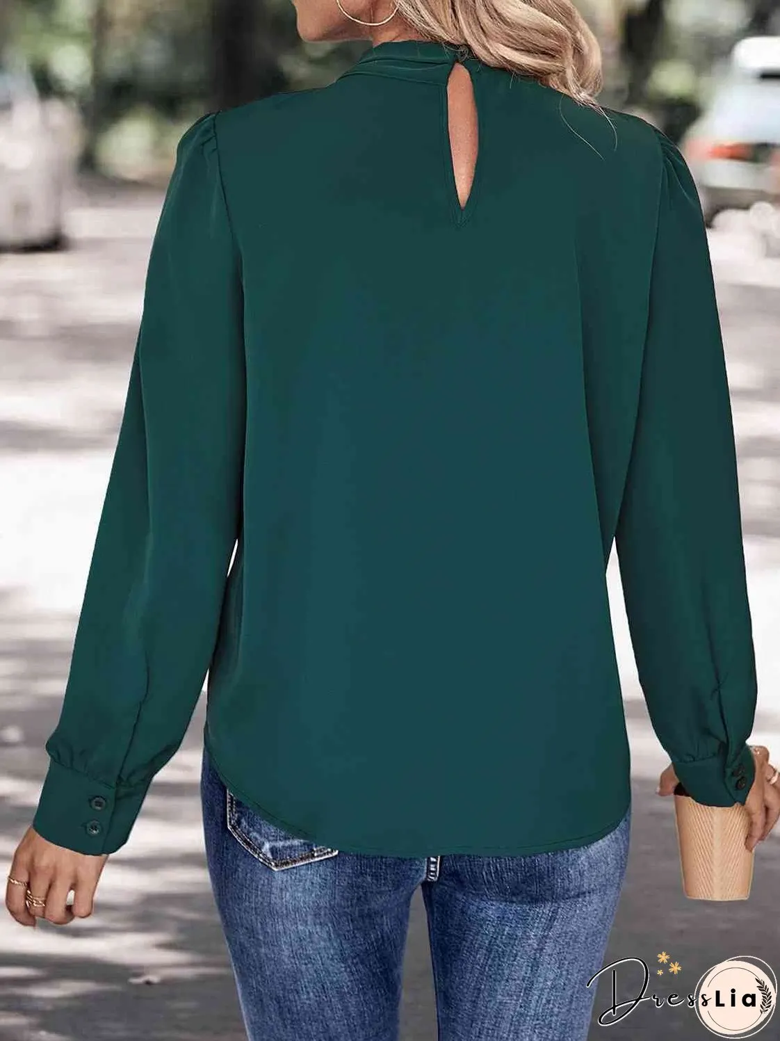 V-Neck Cutout Long Sleeve Blouse