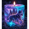 Lila Lichtkerze Wolf - runder Bohrer Diamantmalerei - 35*40cm