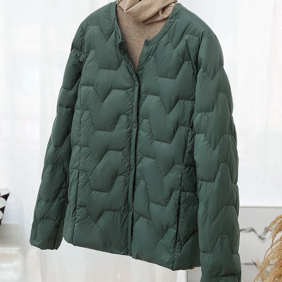 Toloer Autumn Winter New Round Collar Light White Duck Velvet Female Short Money Inside Outside Wear Warm Light Down Jacket Coat Tide-Outfit Ideas