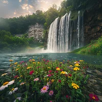 Serene Waterfall - Diamond Painting