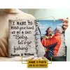 Custom Photo Fishing Old Couple Husband Wife Hold Your Hand Photo Gift Custom Wood Rectangle Sign