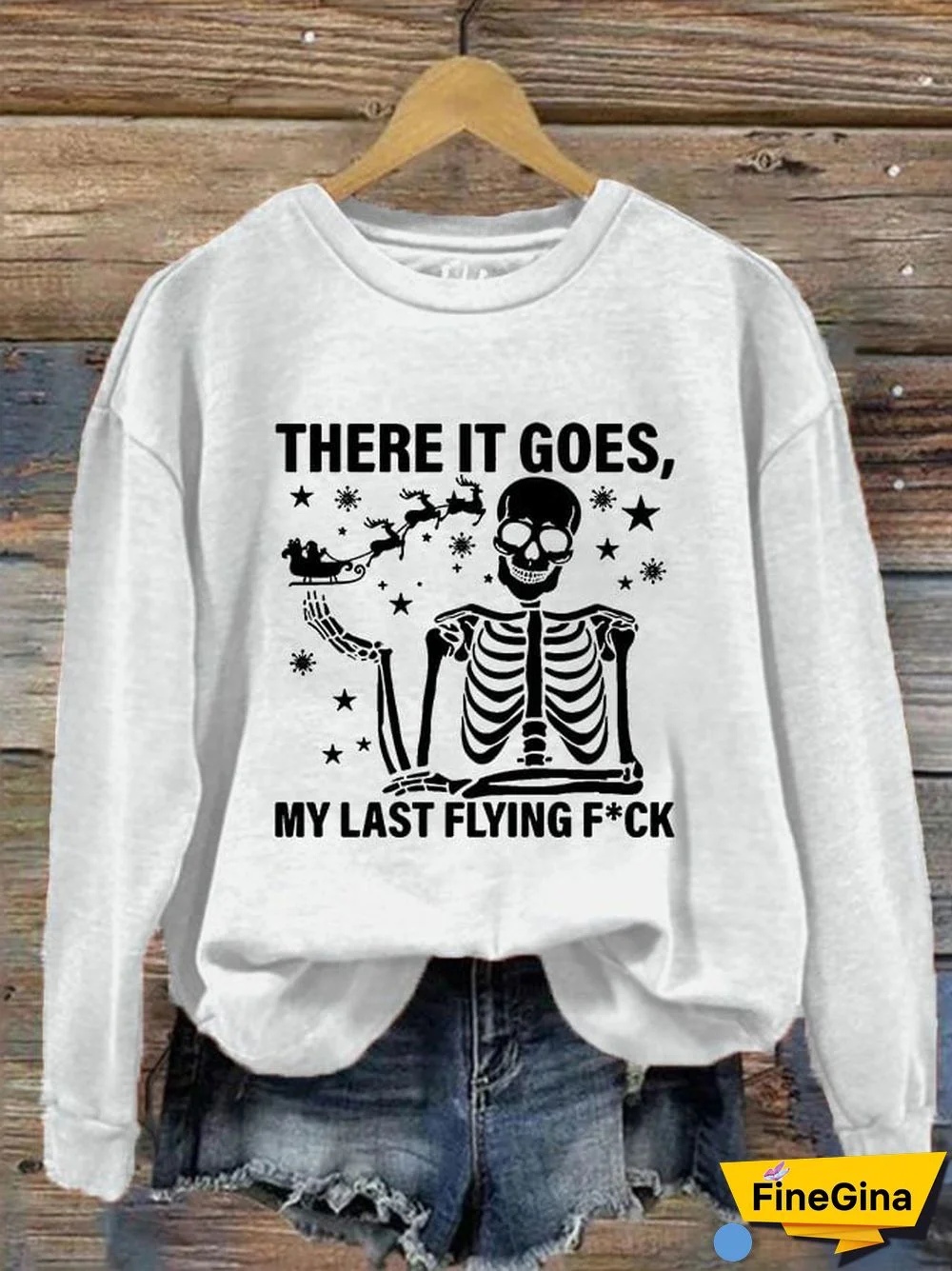 Women's Christmas There It Goes My Last Flying F*ck Print Crew Neck Sweatshirt