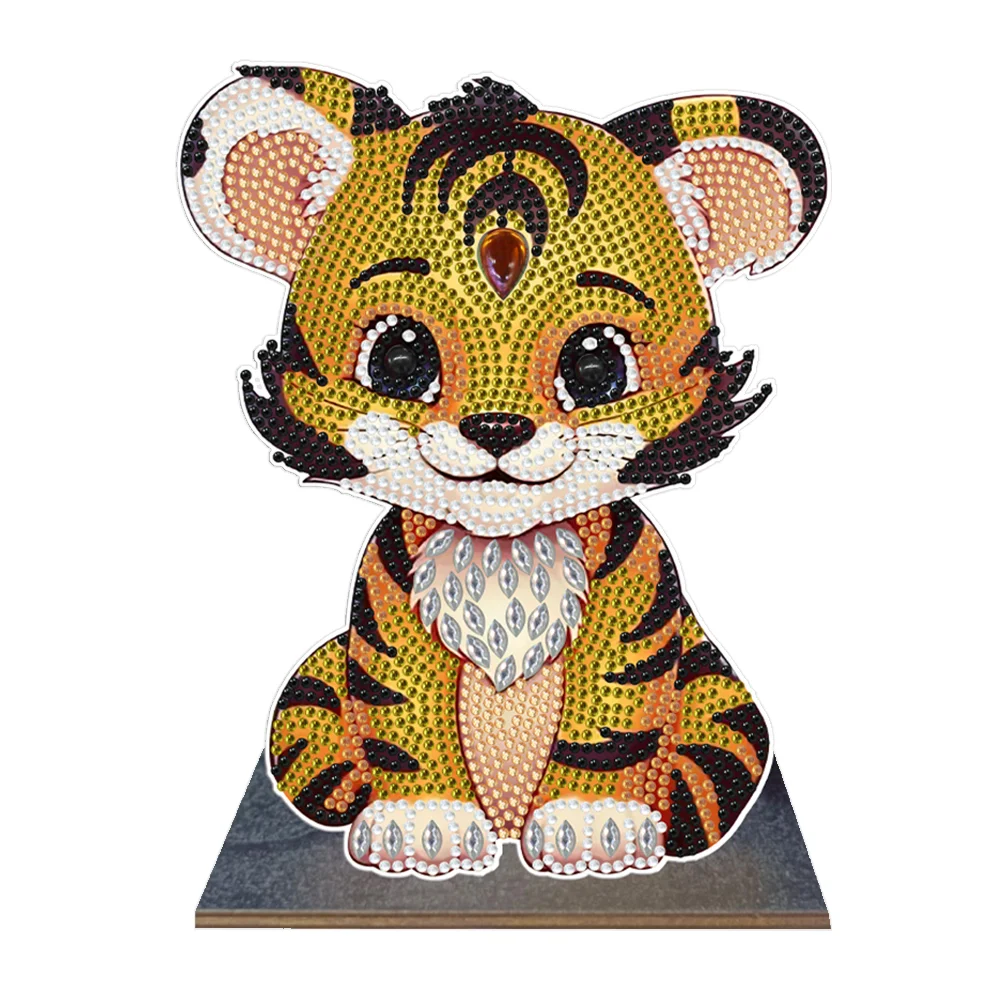 Wooden Crystal Painting Desktop Kit Diamond Art Table Decor (Tiger)