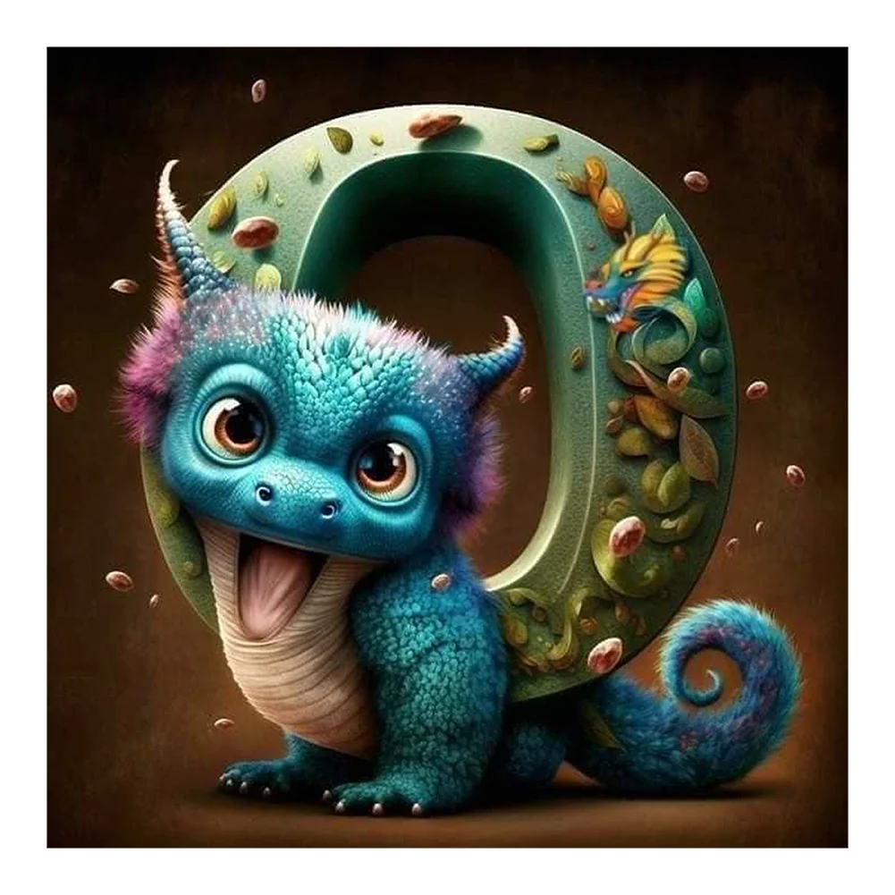Diamond Painting - Full Round Drill - Dragon Alphabet(Canvas|30*30cm)