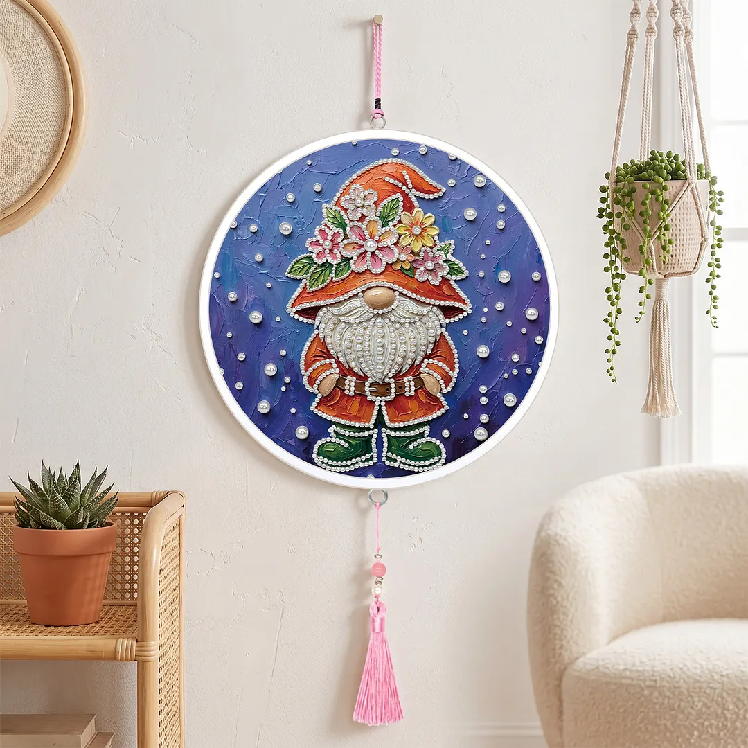 Goblin DIY Pearl Painting Kit With Round Frame & Tassel 9.25x9.25inch Pearl Painting Art Kits Pearl Dot Painting for Adults Beginners Home Wall Decor