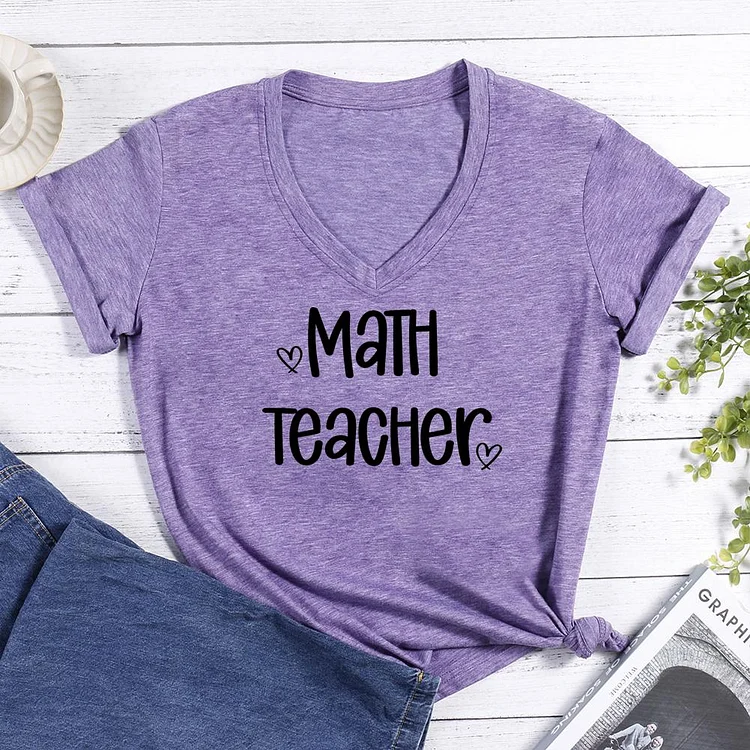 Math teacher V-neck T Shirt-Annaletters