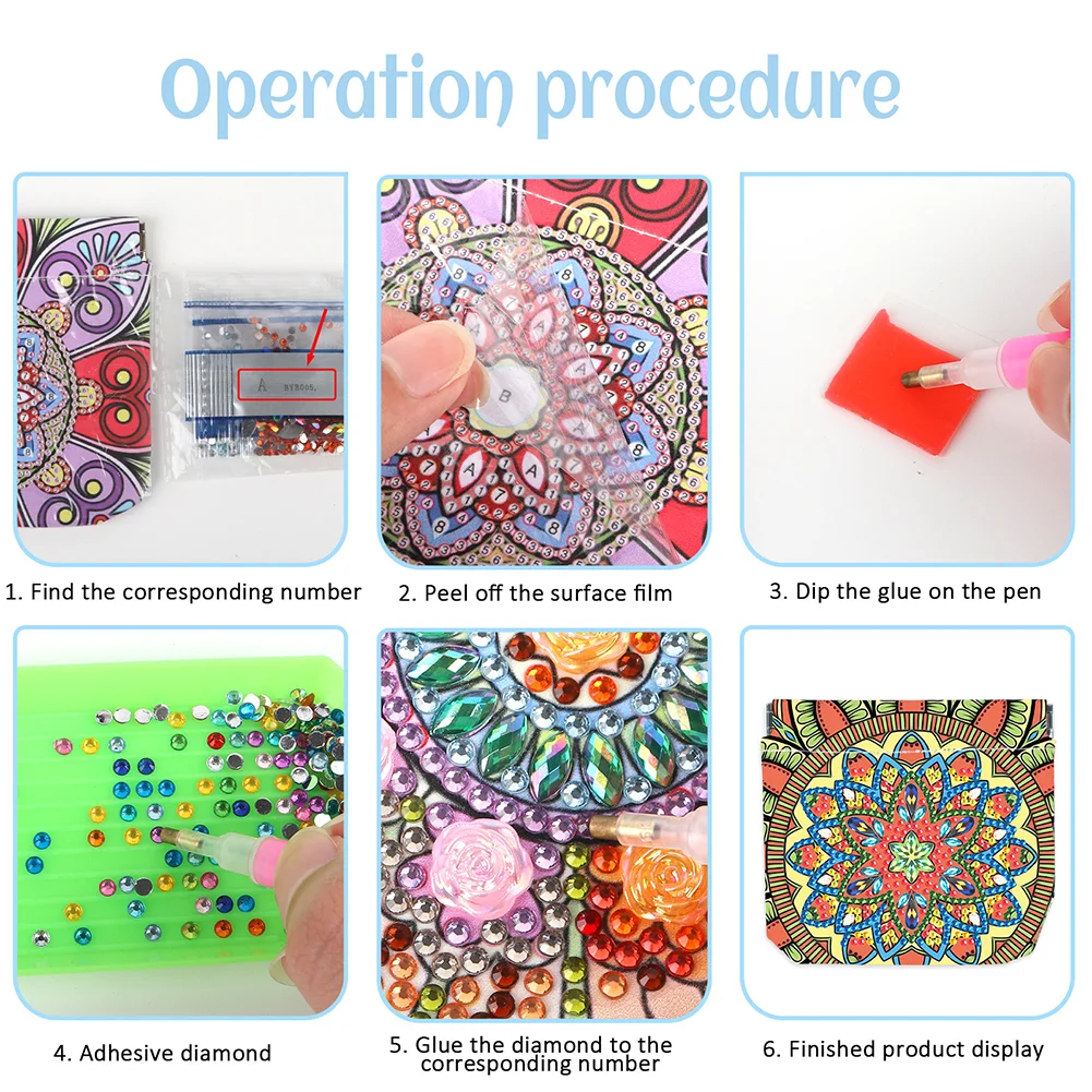 5D DIY Mandala PU Partial Special Shaped Diamond Painting Wallet Gifts for Women