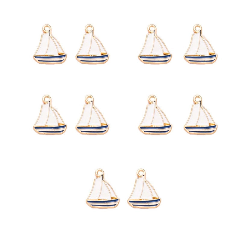 8 Pieces 10 PCS/Package Alloy K Gold Plated Rudder Anchor Pendant Jewelry Accessories