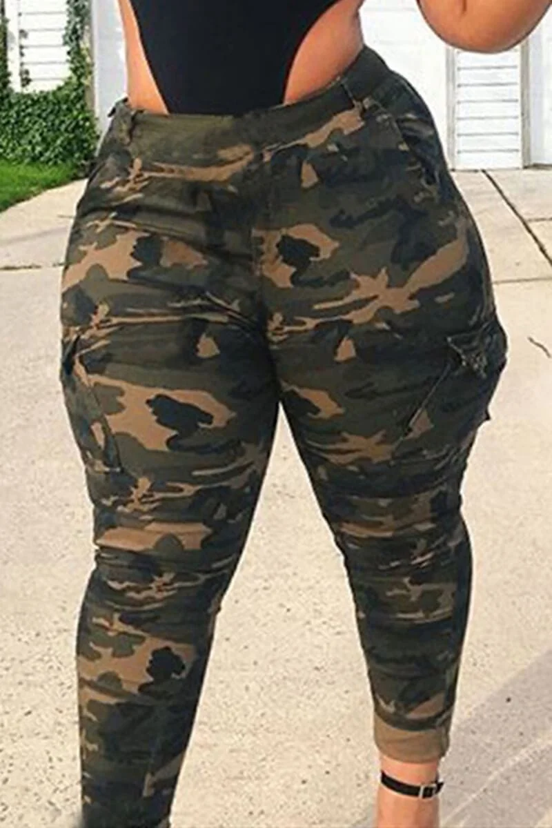 Fashion Printed Camouflage Plus Size Trousers