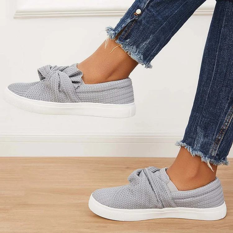 Women knitted twist store slip on sneakers