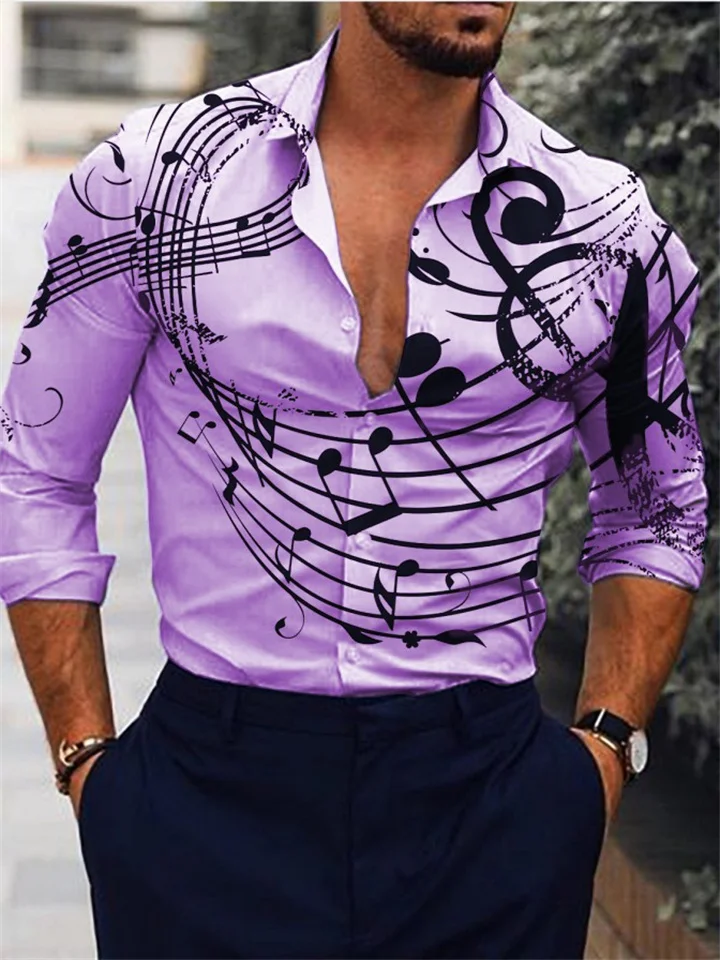 Men's Shirt Graphic Shirt Text Turndown White Pink Blue Purple Outdoor Street Long Sleeve Button-Down Print Clothing Apparel Fashion Designer Casual Breathable