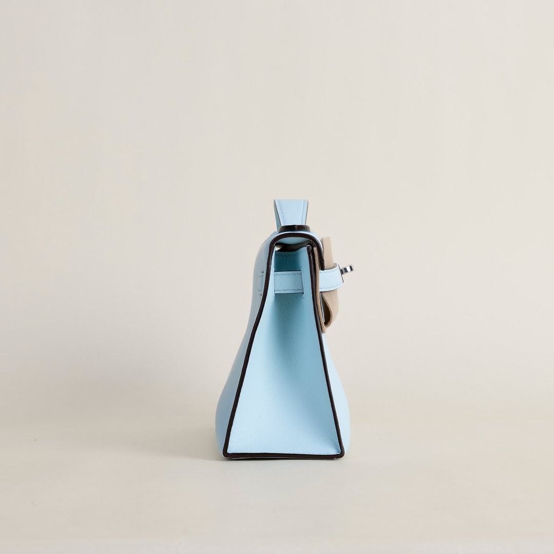 Kelly pochette Swift T0 Bleu Brume&nbsp;PHW