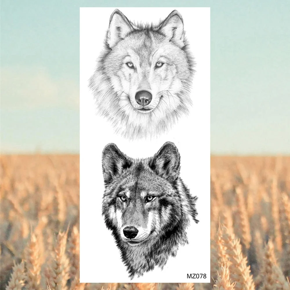 Black Lion Fashion Calf Temporary Tattoos For Women Adult Men Lion Geometric Owl Fake Tattoo Realistic Body Art Decoration Tatoo