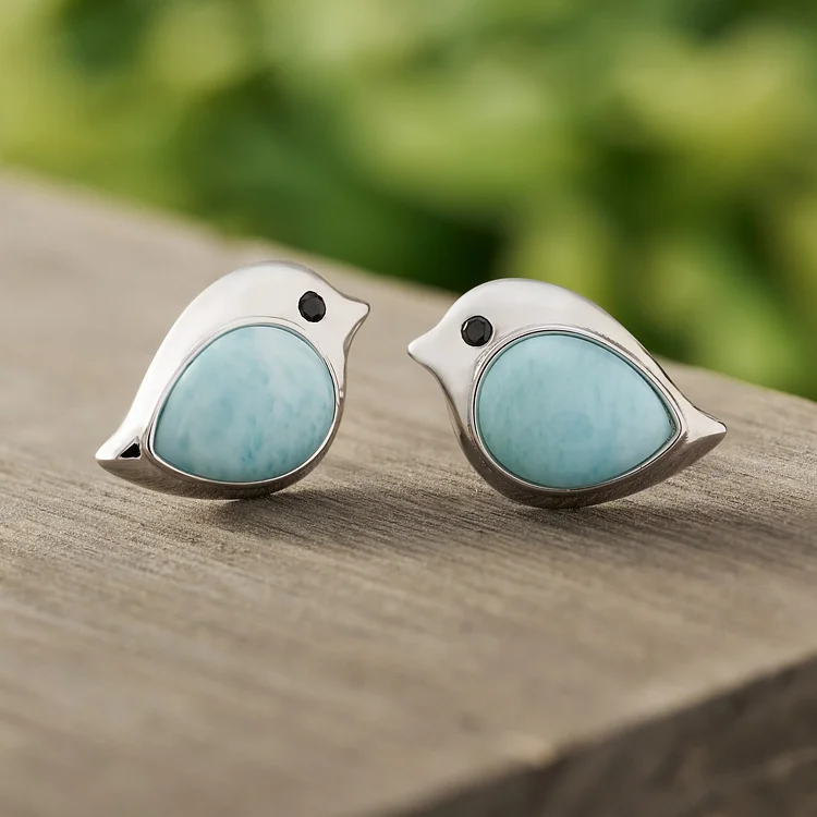 Vintage Larimar Birdie Studs