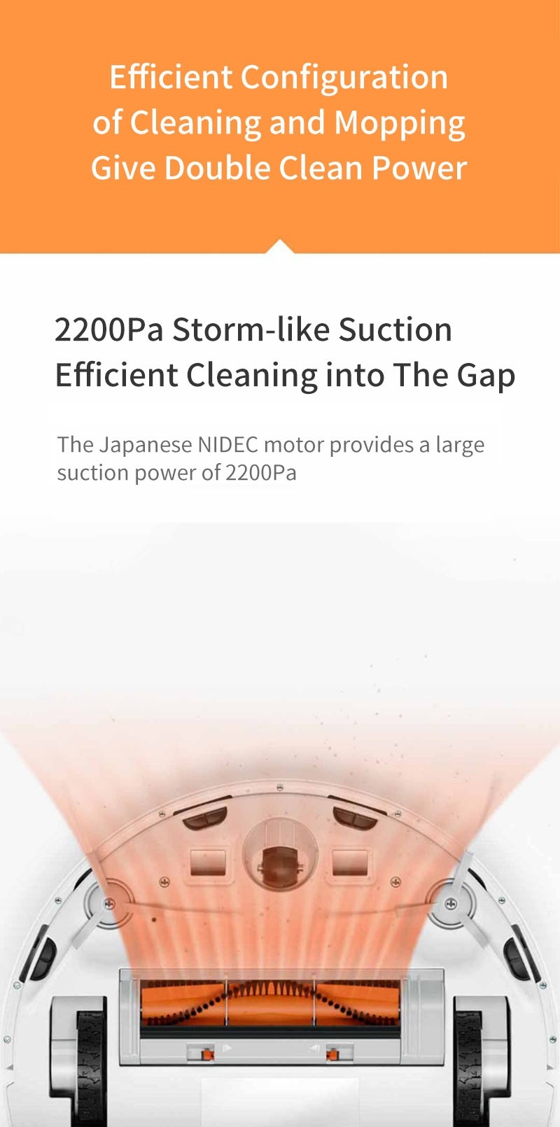 Xiaomi Mijia G1 2 em 1 2200Pa varredura limpando aspirador de robô
