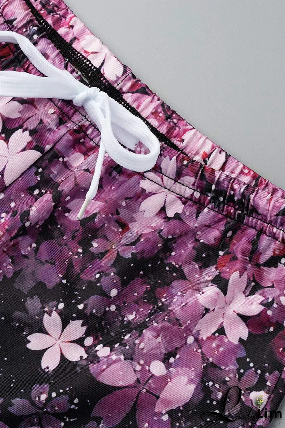 Black Pink Fashion Casual Print Basic U Neck Sleeveless Two Pieces