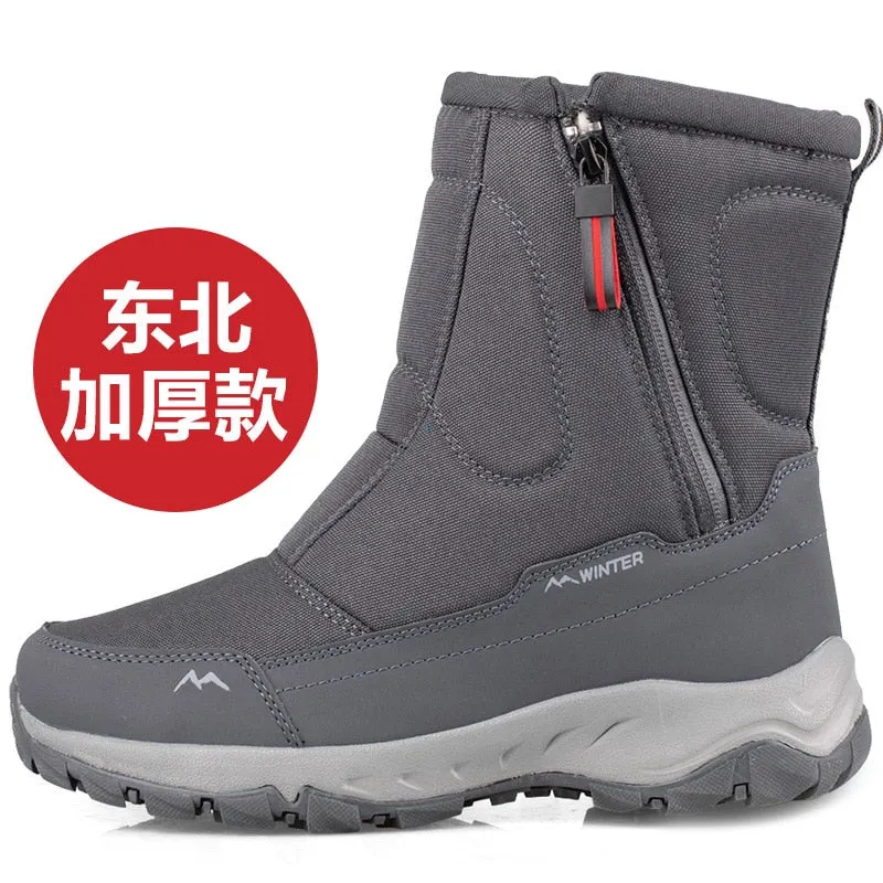 2021 winter new thick couple snow boots plus velvet warm outdoor leisure short boots Black platform snow boots women wedges