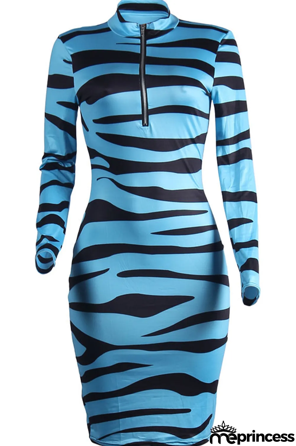 Yellow Polyester Fashion Sexy Long Sleeves V Neck Sheath Mini Print zebra Dresses