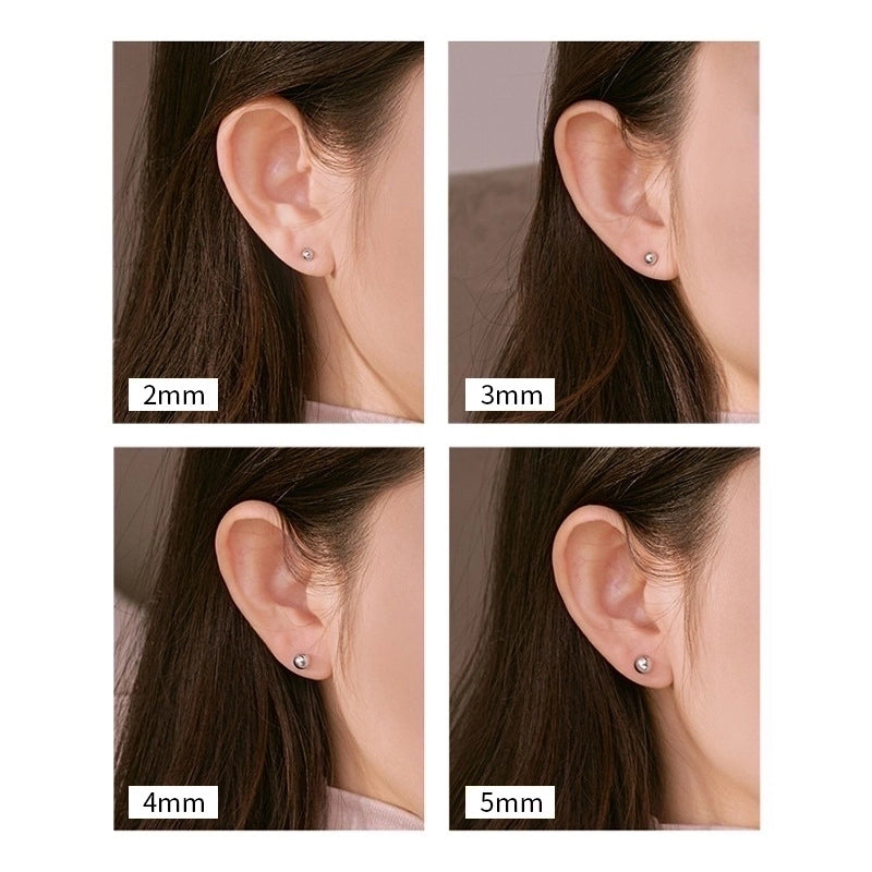 1 Pair 925 Sterling Silver Geometric Solid Color Ear Studs