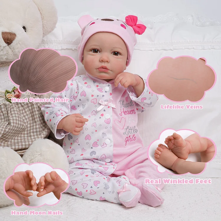 Babeside Daisy 20'' Cutest Realistic Reborn Baby Doll Girl Pink Mood A