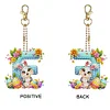 (US Only)PET Double Sided Special Shaped Easter Alphabet DIY Diamond Painting Keychain