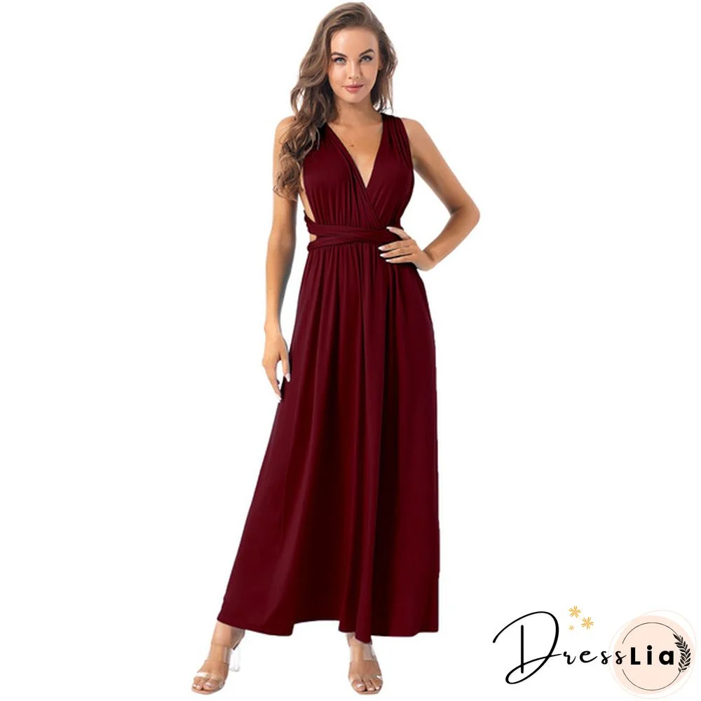 Women's Chic Wrap Maxi Dress Multi Way Wear Party Wedding Bridesmaid Dresses Evening Cocktail Long Prom Gown