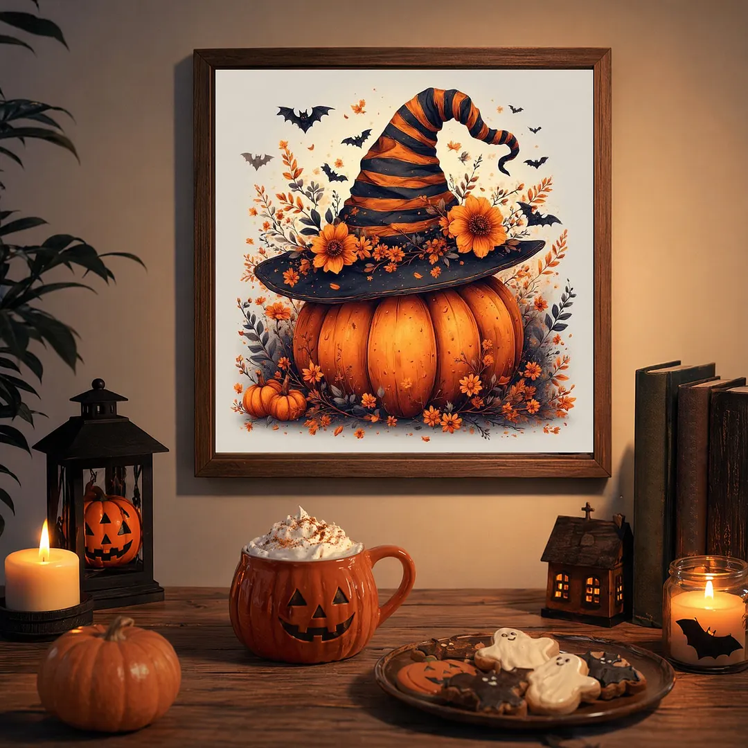 Halloween C Full DIY 5D Square Drill Diamond Dots Paintings Picture Arts Craft 13.78x13.78Inch Crystal Art Paint by Diamond Diamond Crystal Rhinestones Painting Kits for Adults Beginner Home Wall Deco