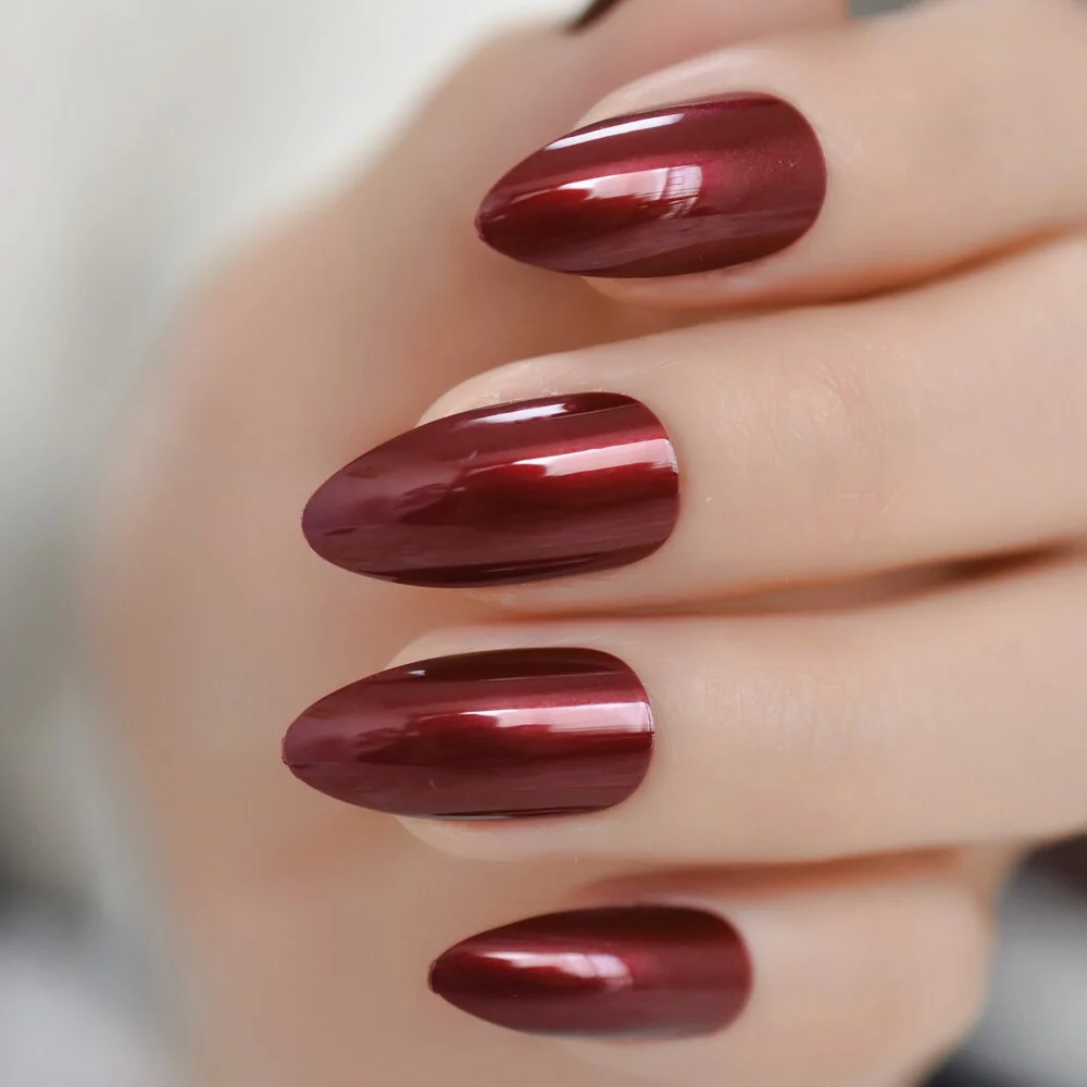 Black gel Nails Full Cover Glossy Stiletto Solid Color Full False Nail Wholesale Medium Press-on Finger Nails 24 Ct-Nail Inspo