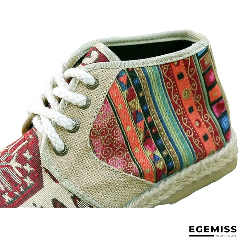 Embroider Shoes Women Ankle Boots Flat Autumn Shoes Comfortable Lace-Up Shoes Flats | EGEMISS