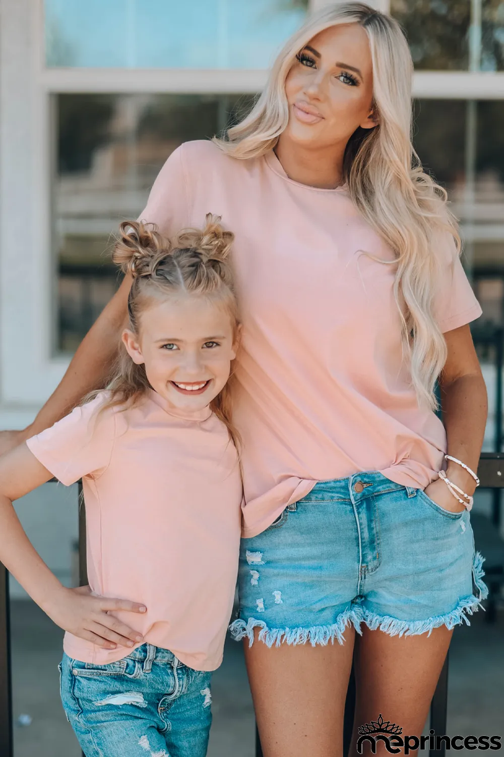 Pink Plain Crew Neck Short Sleeve Tee